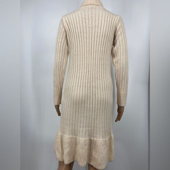 NWT ChicWish Turtleneck Braid Knit Ivory Dress Size M - Picture 6 of 10